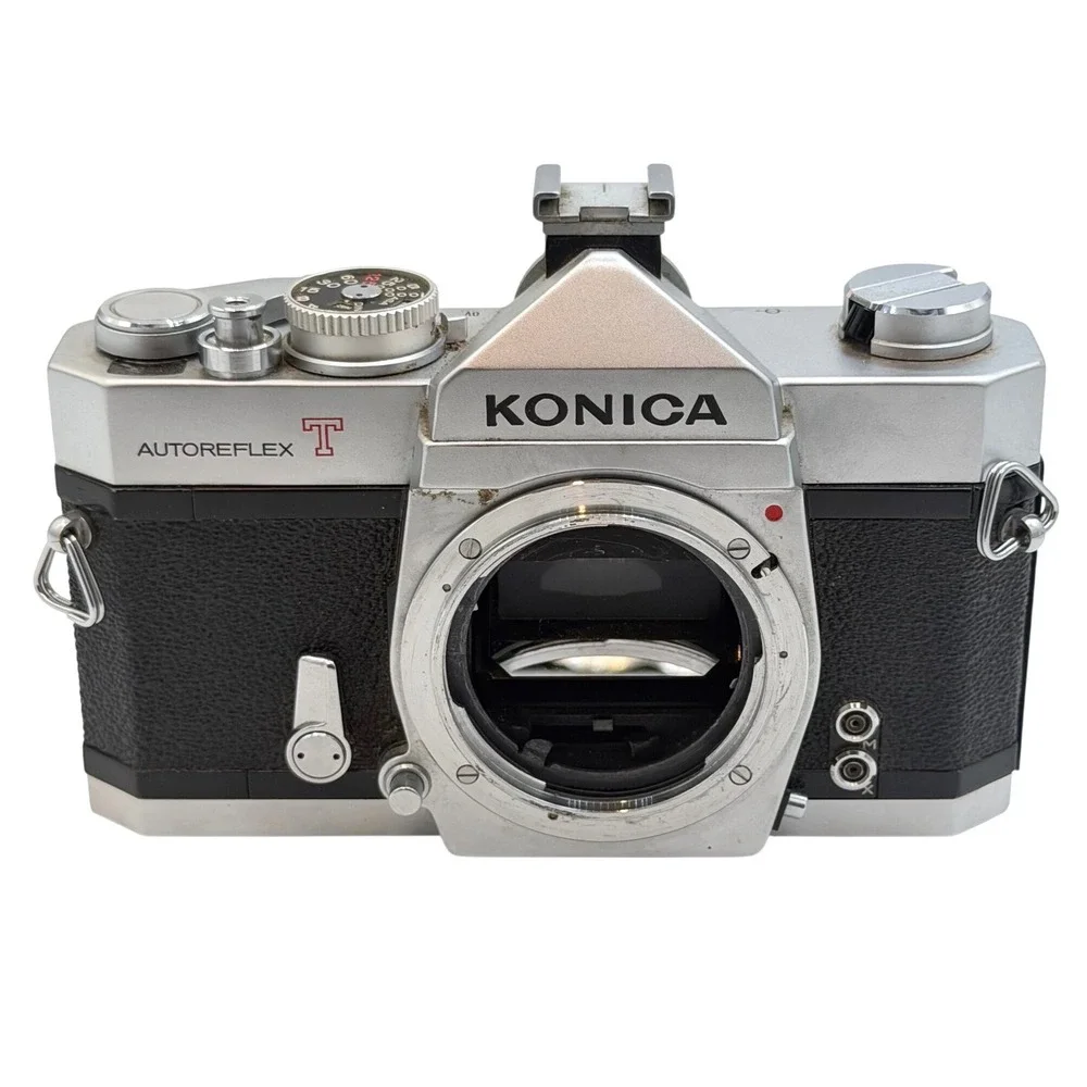 Konica Autoreflex T 35mm SLR Film Camera Body Silver Black Made in Japan 806749